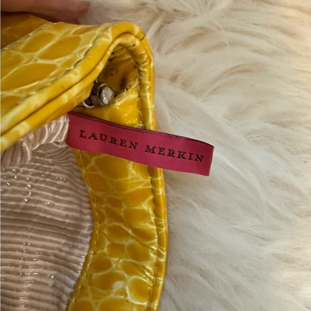 Lauren Merkin Sunny Yellow patent leather Croc Embossed Clutch - Picture 7 of 13